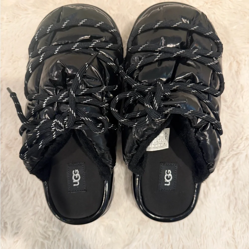 UGG Black Quilted Slip-On Footwear - Picture 2 of 5